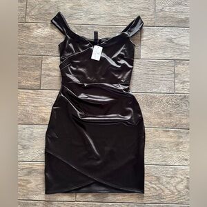Windsor Black Satin Mini Dress